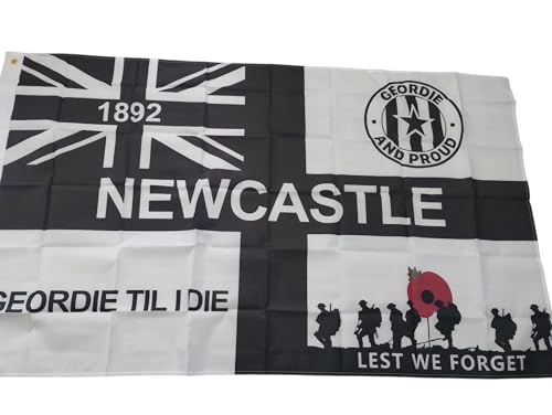 Newcastle United FC flag 5 x 3 black St Georges cross Geordies till I die