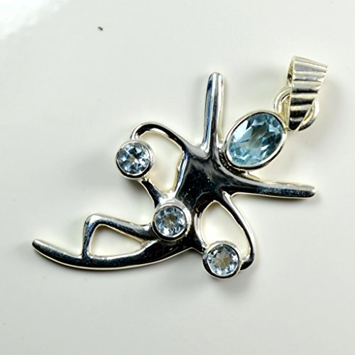 Pendentif topaze bleue danseuse argent massif pour exprimer votre grâce - 3