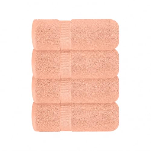 Image of Sulfar 100% Combed Cotton, Quick Drying Highly Absorbent Thick Bathroom Towels, Luxury Bath Towel Set (Pack of 4, 70 X 140 cm) - 600 GSM (Tender Peach)