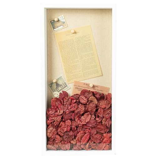 Image of Shadow Box Frame 8x16 Shadow Box Display Case with Linen Back of Awards Memorabilia Flower, Pictures, Keepsakes、Bouquet、Medals and More Photos Memory Box White