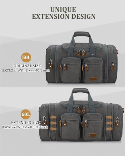 Image of Gonex Duffle Bag for Travel, Expandable 60L Overnight Weekender Gym Bag