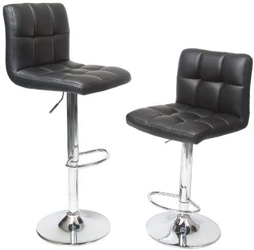 2 White Modern Adjustable Counter Swivel Pub Style Bar Stools / Barstools (White)
