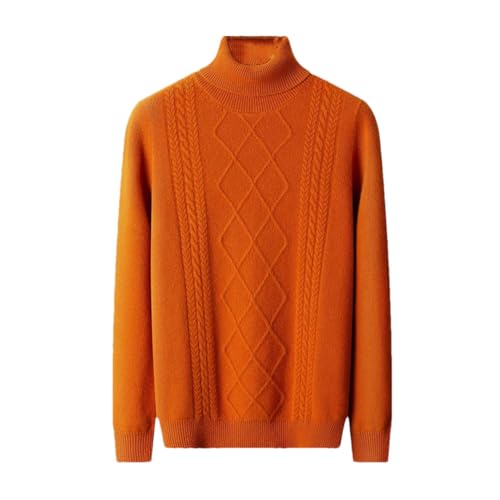 Men’S Merino Wool Cashmere Blend Pullover Sweater Hand Knitted Warm Striped Thick Casual Long Sleeve Jumper Top
