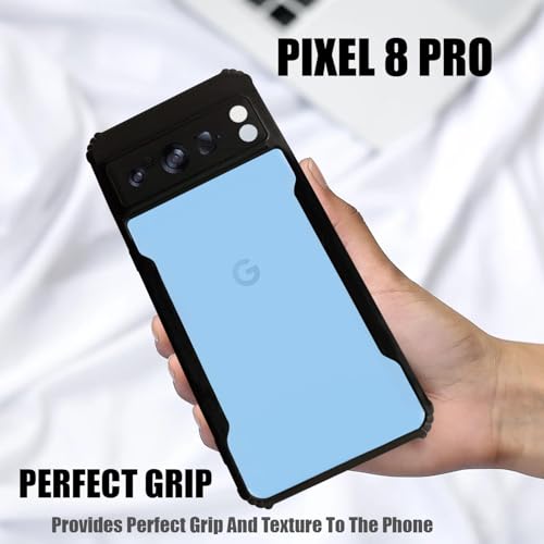 Image of AIBEX Crystal Clear Back Cover Case for Google Pixel 8 Pro | 360 Degree Protection | Shock Proof Design | Transparent Back Cover Case (PC & TPU, Black Bumper)