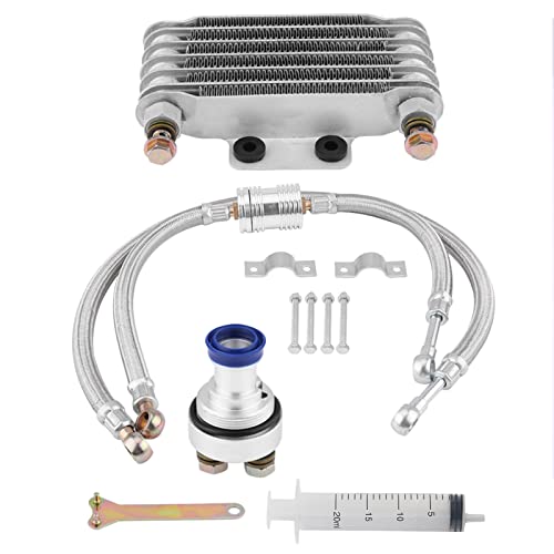 KIMISS Kit de radiador de enfriamiento de aceite Enfriador de aceite del motor de motocicleta para CB CG ML-plata)