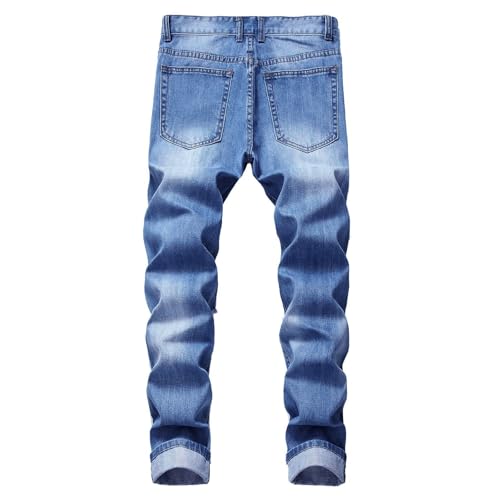 Men's Straight Leg Stretch Jeans Retro Ripped Skinny Slim Fit Comfort Distressed Fashion Denim Pants2