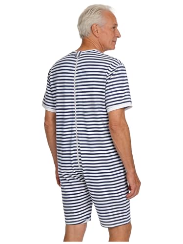 Grenouillère pour personne âgée pyjama combinaison sanitaire rayé - 2