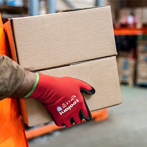 Toolant Work Gloves For Men-12 Pairs, Nitrile Coated Work Gloves With Grip, Touch Screen Gloves For Warehouse, Mechanic, Construction, Gardening, Woodworking, Oil Resistant Gloves (Black, Large) #TOP5