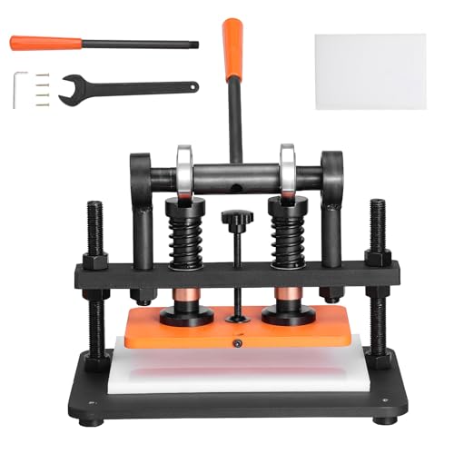 Happybuy Leather Cutting Machine, 10.2 x 5.9 in Manual Die Cutter, 0.47 in Pressure Stroke, Embossing Machine for Multiple Materials