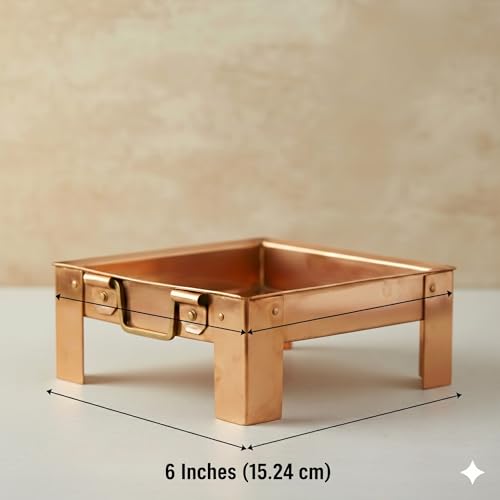 Image of Copper Hawan Kund for Home Pooja | ASHT Kamal Design Havan Kund | Premium Copper Homa Kundam for Havan & Homam Rituals. (6 INCHES)