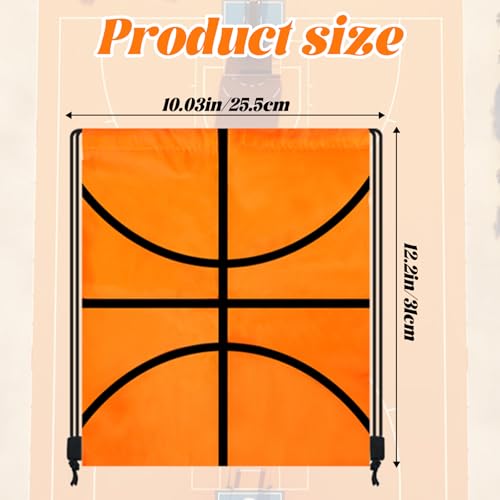 16 Pcs Basketball Drawstring Bags,Small Sports Workout Supplies,Basketball Shaped Snack Treat Backpacks(Orange)2