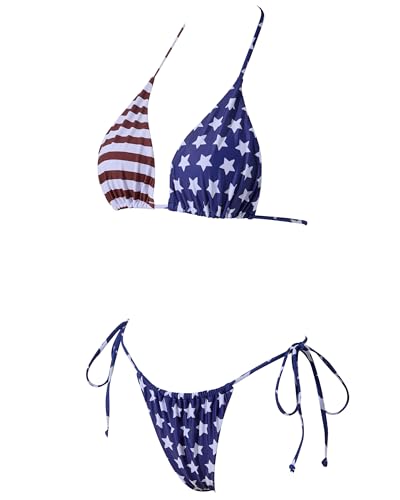 Image of MOSHENGQI Women Sexy Brazilian Bikini 2 Piece Spaghetti Strap Top Thong Swimsuit Bathing Suit