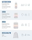 Narwey 6 Set Compression Packing Cubes for Suitcases and Backpack, Travel Suitcase Organiser Packing Storage Bags Shoes Bags for Carry on Hand Luggage Travel Essentials (Checkerboard Grayish Blue) - Image 6