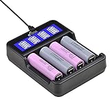 18650 Battery Charger 4 Bay, LCD Display Universal Smart Charger for 3.7V Li-ion Rechargeable...