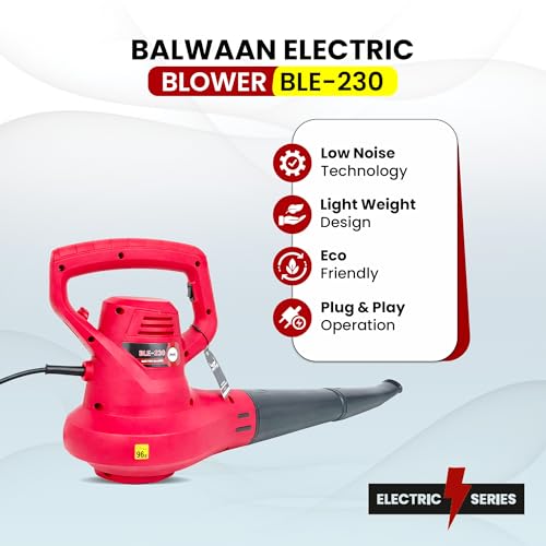 Image of Balwaan Krishi Heavy Duty Electric Leaf Blower Machine 0.9 Kw | 300 km /h High-Speed Air Blower | Ideal for Leaf Blowing & Dust Cleaning | BLE-230