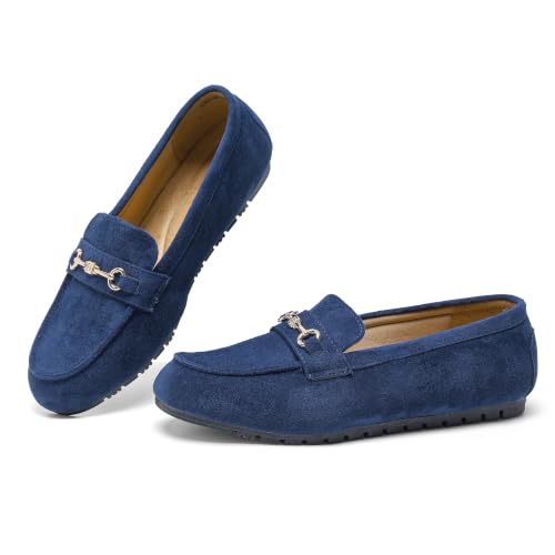 Image of Women's Wide Loafers Casual Slip on Flats Comfort Dressy Shoes