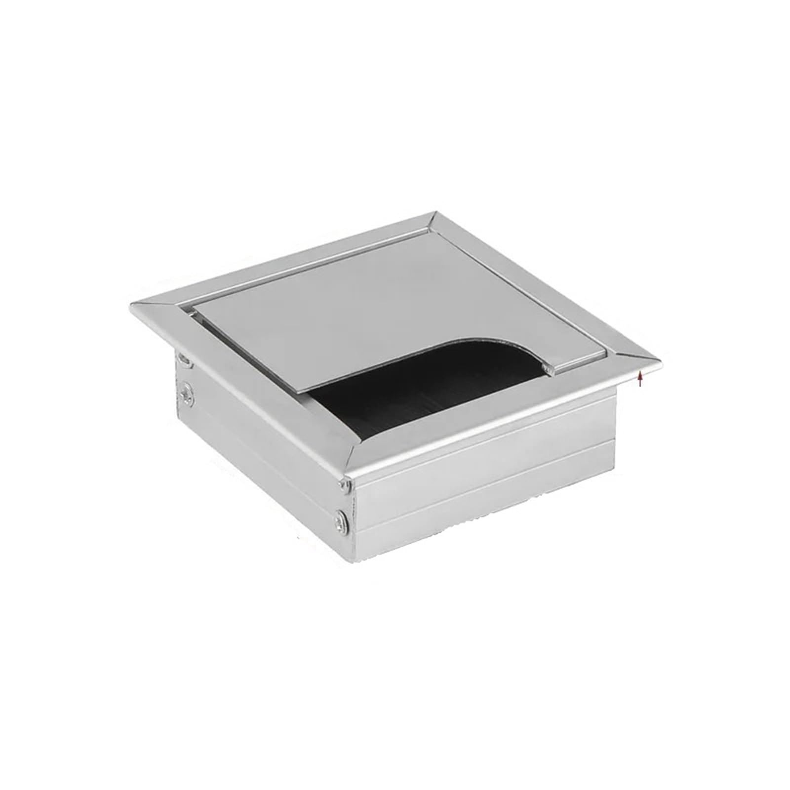 Ghhzml Silver 80X80mm Cable Hole Cover 1Pcs Desk Cable Hole Cover Black Aluminum Alloy Box With Bristle Brush Computer Desktop Rectangular(Silver 80X80mm)