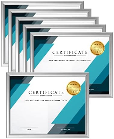 LaVie Home 8.5x11 Picture Frames (6 Pack, Silver) Simple Designed Photo Frame with High Definition Glass for Wall Mount & Table Top Display, Set of 6 Classic Collection