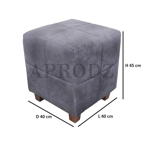 Image of APRODZ Square Printed Ottoman Stool Upholstered Foam Cushioned Pouffes for Living Room | Puffy Muddha Stool for Footrest & Sitting, Velvet Pouf Stool, Furniture for Home Decor, Office Set of 2(Navy)