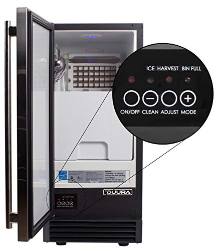 DUURA DI50P 65Lb Premium Clear Ice Cube Maker Machine with Drain Pump Blue LED and Energy Star Built-In Undercounter or Freestanding Household Residential or Commercial Use, 15 Inch Wide, Silver - Thumbnail 3