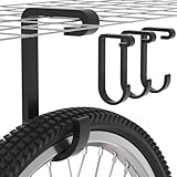 bussdis Thickened Bike Hooks for Garage Ceiling Rack: Heavy Duty Overhead Storage Rack Hook for Bicycle, Hold 50 lb, Safe Rack Bike Hanger, Metal, 4 Pack