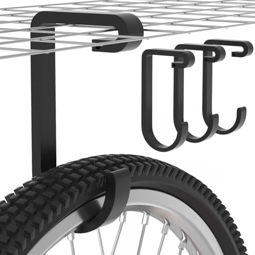 bussdis Thickened Bike Hooks for Garage Ceiling Rack: Heavy Duty Overhead Storage Rack Hook for...