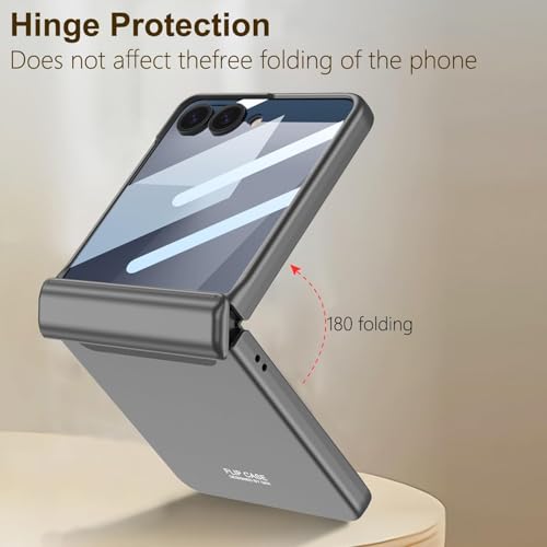 Image of Kapa Ultra Thin Back Cover for Galaxy Z Flip7 / Z Flip 7 | with [Magnetic Hinge Protection] and Inbuilt Glass Window Protection (Grey)