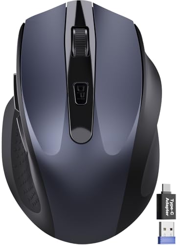 Wireless Mouse for Laptop, 2.4GHz Computer Mouse with USB-A Port &USB-C Adapter, Office Cordless...