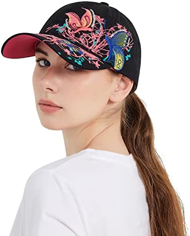 Women Baseball Caps, Adjustable Breathable Embroidered Sun Hat for Sport Golf Mesh Sunbonnet Outdoor Black