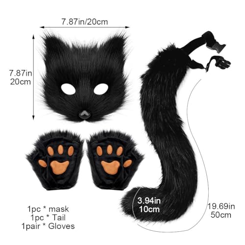 Masque Therian renard costume cosplay Halloween avec accessoires queue