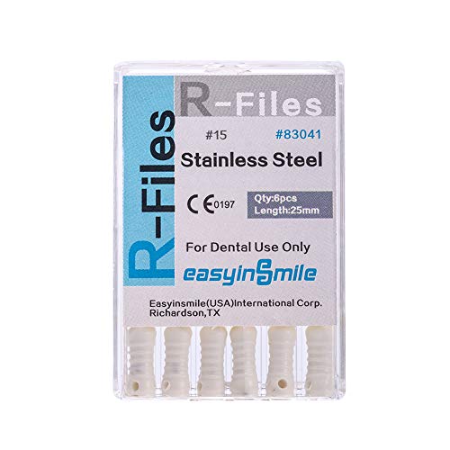 Easyinsmile Dental Endo Root Canal File R-Files Stainless Steel Hand Use 1 Pack (15#)