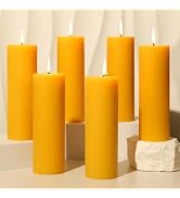 6 Pack Natural Beeswax Pillar Candles,360 Hours Long Burning Unscented Beeswax Candles,100% Pure ...