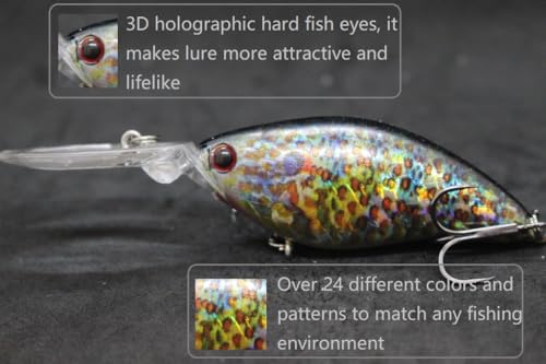 wLure Minnow Crankbait for Bass Fishing Bass Lure Jerkbait Fishing Lure (HC739KB, with Tackle Box)