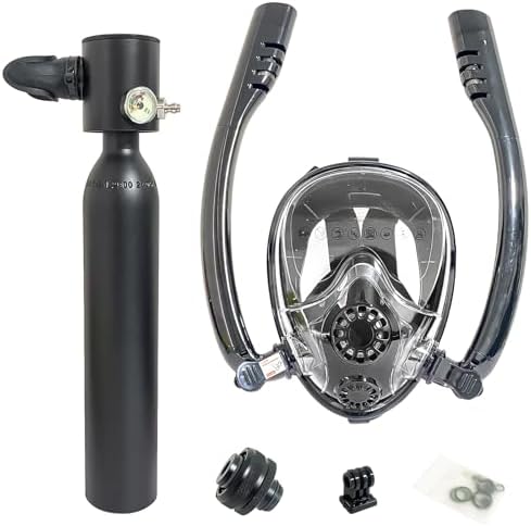 Máscara de Mergulho Facial Completa com Snorkel Duplo, Kit com Su...