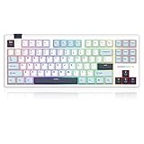 Redragon K716 Wireless Mechanical Keyboard with Knob, Gasket Gaming Keyboard in TKL Layout, Hot swap Pre-Lubed Switches, RGB Backlight, for PC/Mac (White)