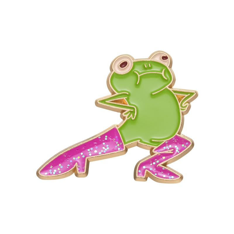 Image of Cute Frog Enamel Brooch Pins For Women Men Cartoon Frog with Glitter Boots Brooch Creative Funny Animals Brooches Fashion Animals Jewelry Gifts (Frog)