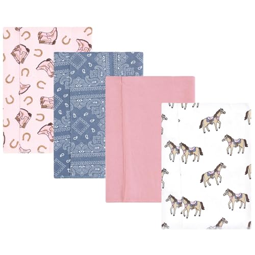 Image of Hudson Baby Unisex Baby Cotton Poly Flannel Burp Cloths, Cowgirl 4 Pack, One Size