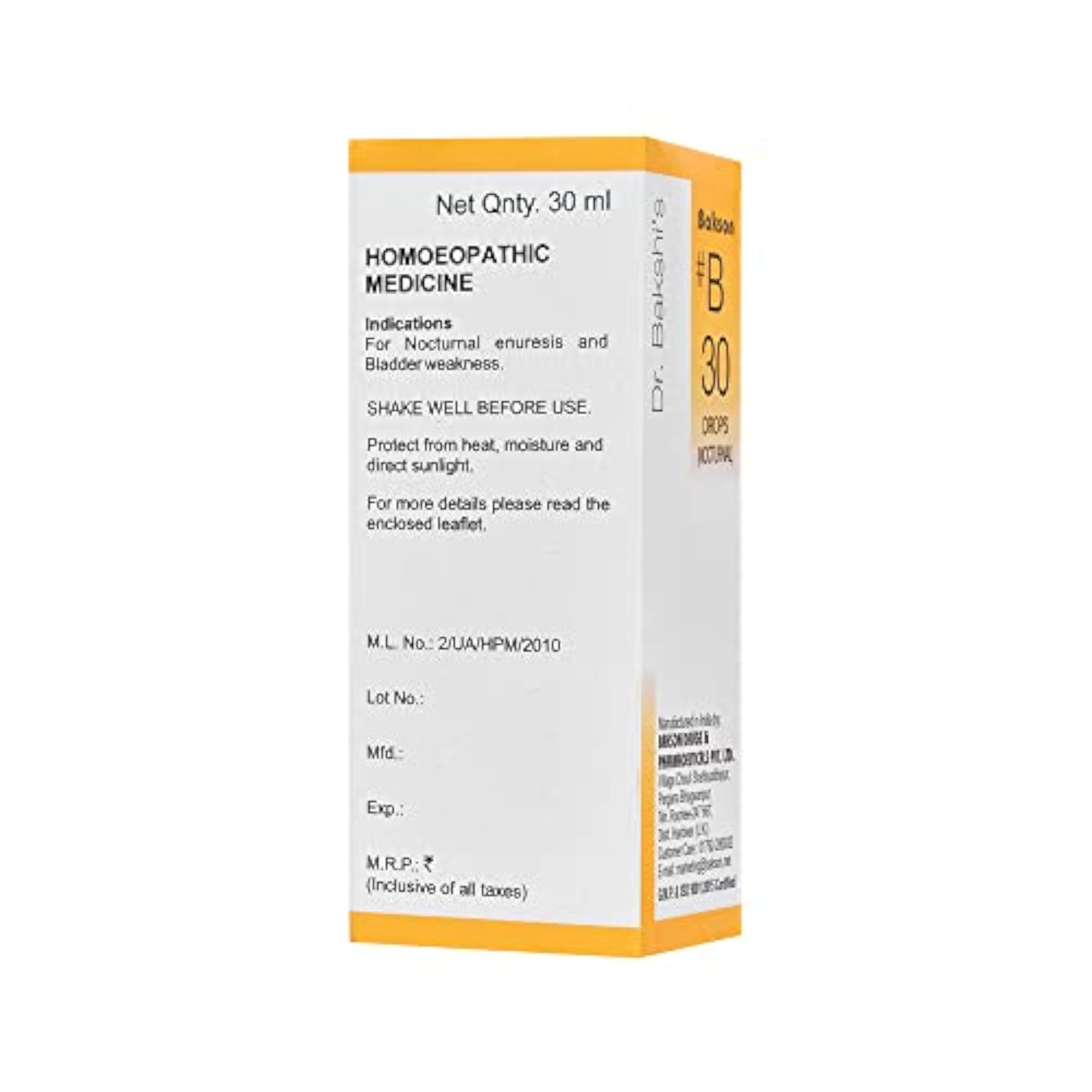 Dr. Bakshi's BAKSON'S HOMOEOPATHY B 30 Nocturnal Drops (30 ml)