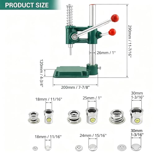 Presse de fabrication boutons tissu robuste avec 3 matrices interchangeables de précision