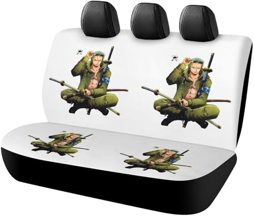 ワンピース ゾロ十郎 アニメ カーシートカバー 車シートカバー 後部座席用 シート保護 おしゃれ カー用品 軽/普通車 汎用 後席クッションカバー キャラクター 四季通用