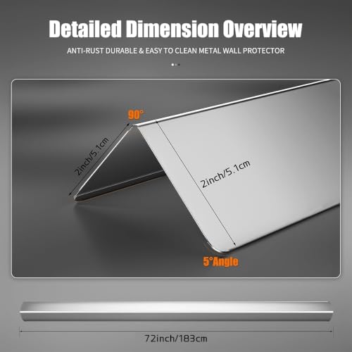 Image of 10pcs Wall Corner Guards 2x2x72 Inches 304 Stainless Steel Heavy Duty Rounded Corner Protector, Smooth Folded Edge Design for Wall Protection Silver