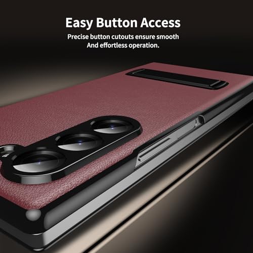 Image of for Samsung Galaxy Z Fold 8 Ultra Magnetic Flip Folding Case, Multi-Angle Bracket, High Classy Luxurious Business Leather, Full Body Hinge Protective Slim Cover.(Wine)