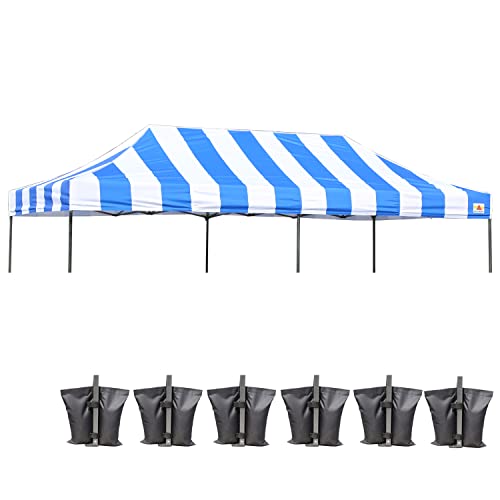 Image of ABCCANOPY Replacement Canopy Top for Pop Up Canopy Tent 10x20 Blue Stripe