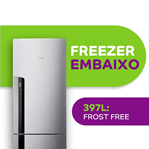 Geladeira Consul Frost Free Duplex 397 litros com Freezer Embaixo cor inox - CRE44AK 220V