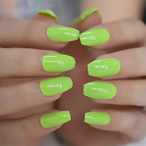 Coolnail Fashion Solid Color Apple Green Color Ballerina Coffin Uv False Nails Flat Hand Finger Fake Nails Press On Summer Wear Nail Art #TOP1