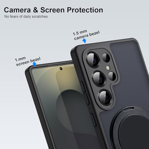 Image of KARWAN Tough Shockproof Armor Back Case Cover Compatible with Samsung Galaxy S25 Ultra with 360 Degree Rotation Magnetic Attraction Ring Holder Heavy Duty Cover with Magnetic MagEase Wireless Charging