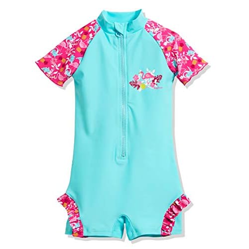 Playshoes Mädchen UV-Schutz Einteiler Flamingo Badeanzug, Türkis (Türkis 15), 74 (Herstellergröße: 74/80)