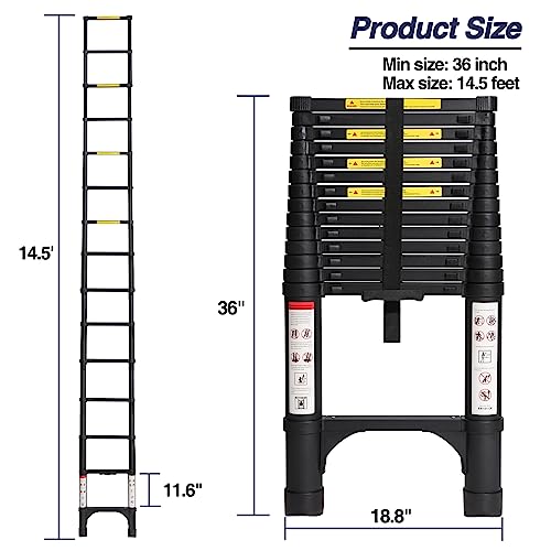 image for BOCOM 14.5 FT Aluminum Telescoping Ladder, Lightweight Multi-Purpose C
