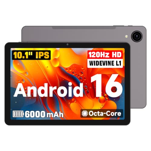 Image of 10.1 inch Android 16 Tablet, 24GB(4+20) RAM, 128GB ROM, 1TB Expand, Octa-Core Processor up to 9.6GHz, WiFi & Bluetooth5.3, 6000mAh with Dual Camera, IPS Display, Black