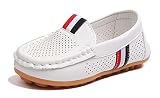 Yeeteepot Kinder Mokassins Bootsschuhe Mädchen Flache Halbschuhe Jungen Weich Loafers rutschfest Oxfords Slippers Bequem Lauflernschuhe, Weiß-B 21 EU